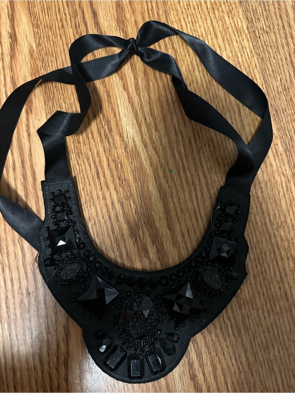 Black Beaded Statement Collar Necklace